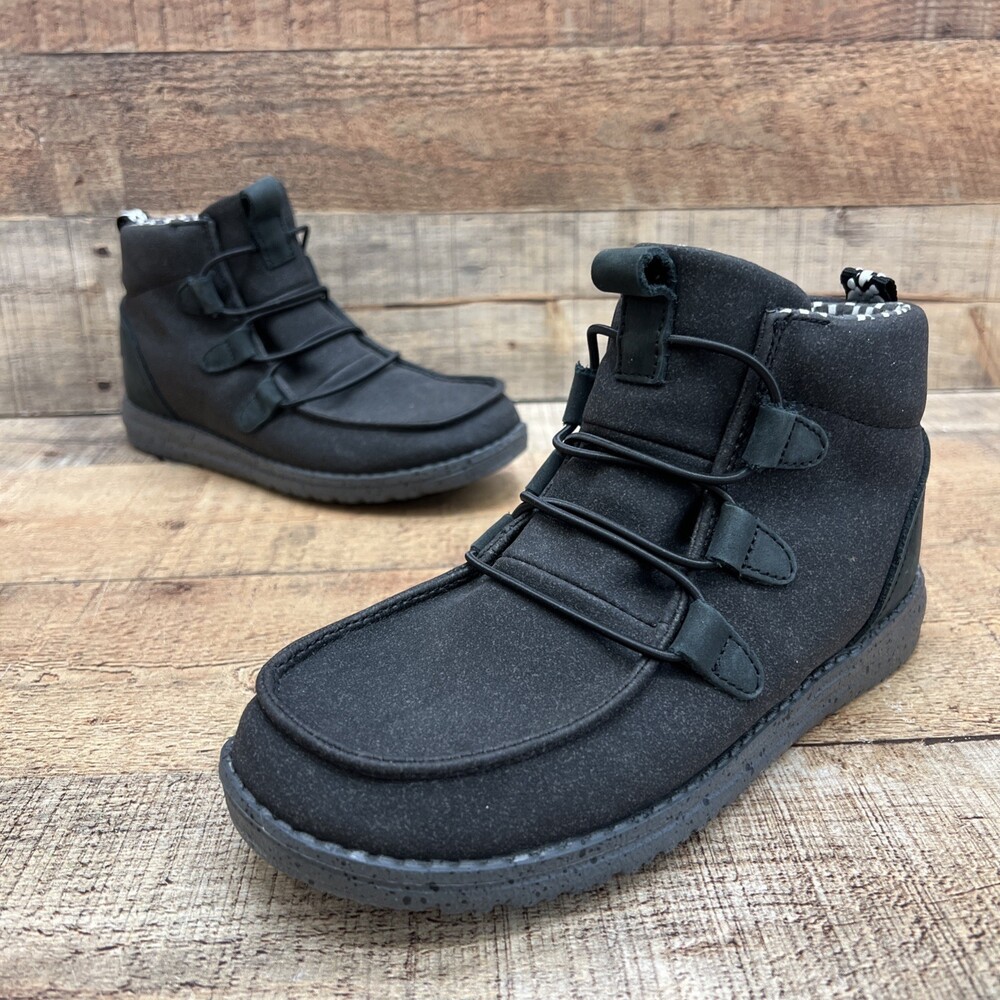Hey Dude Lea Carbon Womens Black/Gray Slip On Boots Size 5 (36) NICE!